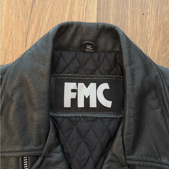 FMC Harley Davidson Black Leather Quilt Lined Zip Biker Jacket Womens XL Heart - Picture 3 of 13